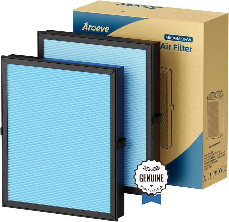 AROEVE MK04 Air Filter Suitable for MK04 for Dust, Pet Dander, Smoke, Pollen for Bedroom and Office- Standard Version(2 Pack) - Image 1